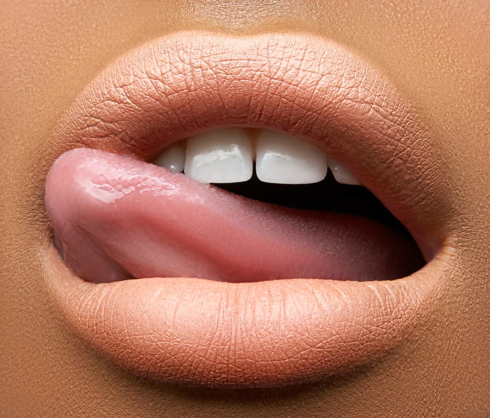 Sensual Lips Licking by HIM — canvas wall art