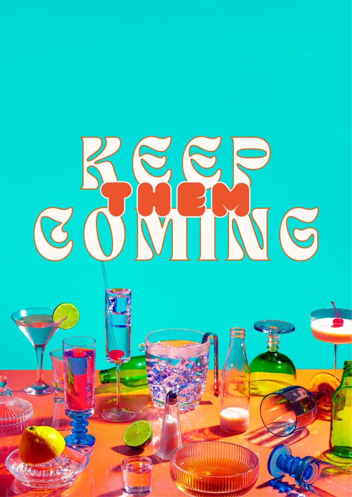 Keep Them Coming Cocktails by Julia Ramiro — canvas wall art