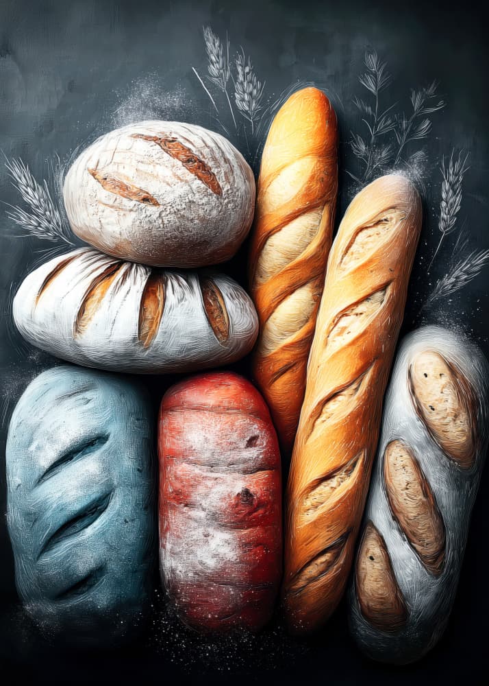 Colorful Bakery Loaves by Justyna Jaszke — canvas wall art