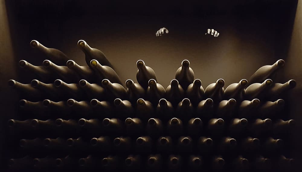 Mysterious Cellar Bottles by Huib Limberg — canvas wall art