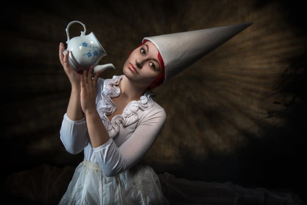 Whimsical Woman with Teapot by Derek Galon MA FRPS FOPS — canvas wall art