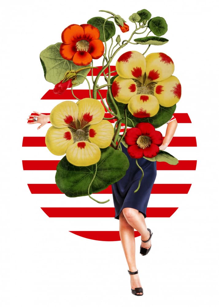 Chic Floral Stripes by Marja van den Hurk — canvas wall art