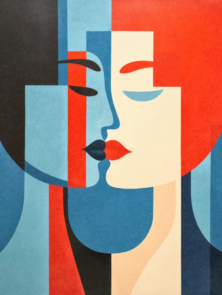 Modern Kissing Faces by Andrea Haase — canvas wall art
