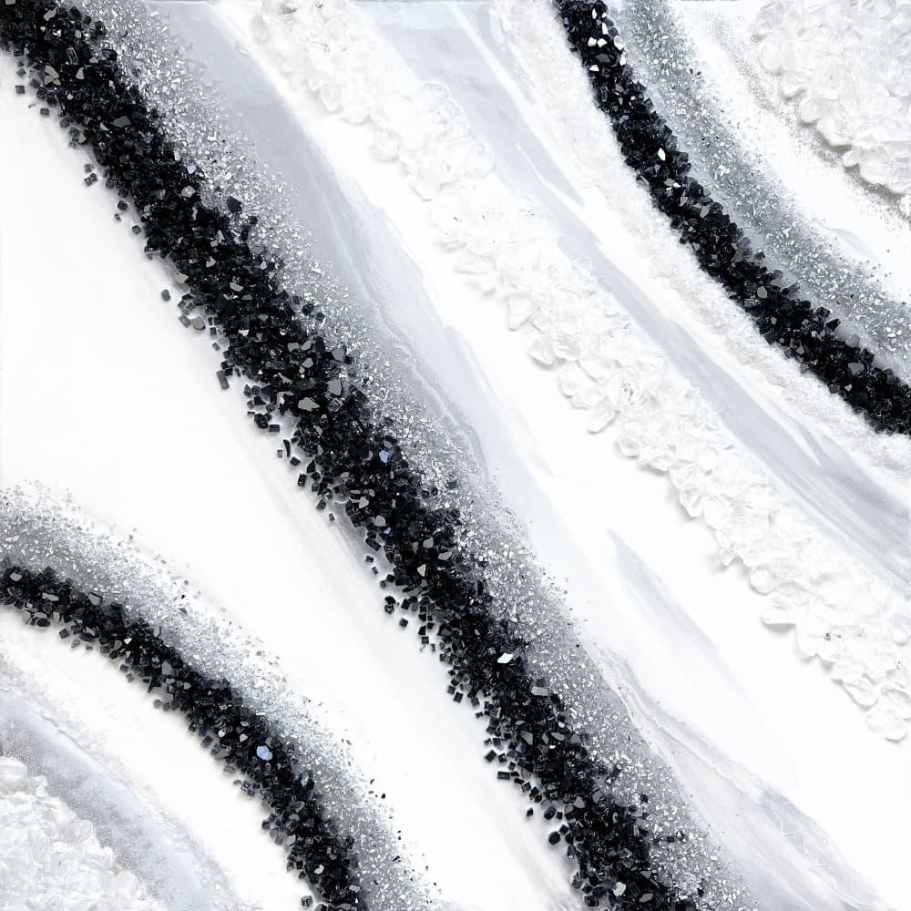 Black Silver Glitter Abstract by Alyson Storms — canvas wall art