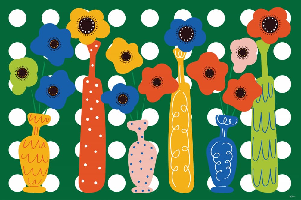 Colorful Flower Vases by Sue Skellern — canvas wall art