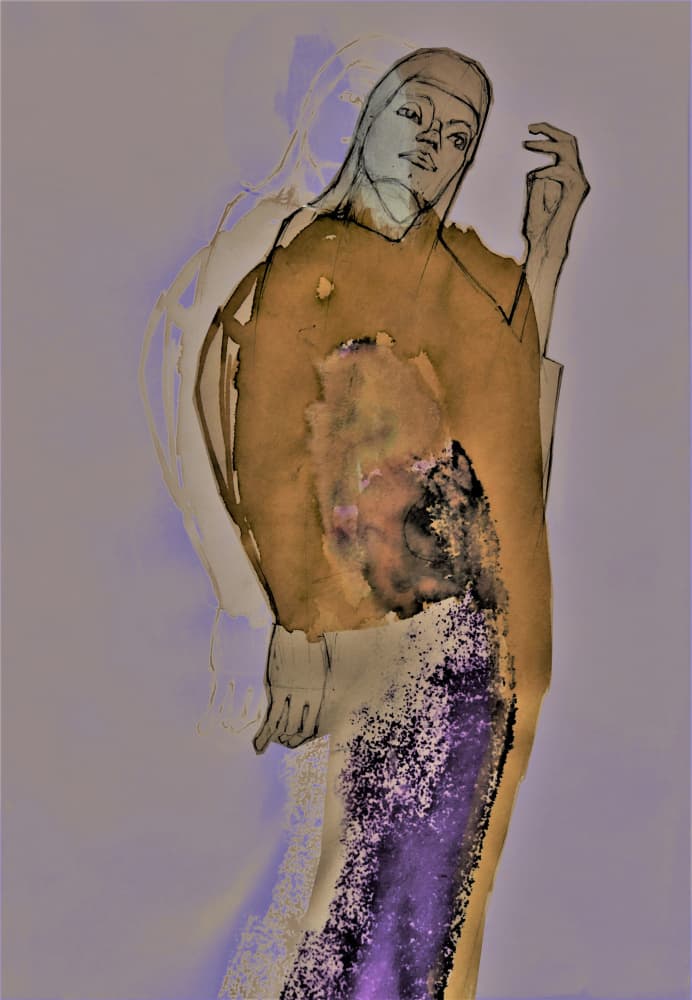 Contemplative Abstract Woman by Doris Schmitz — canvas wall art
