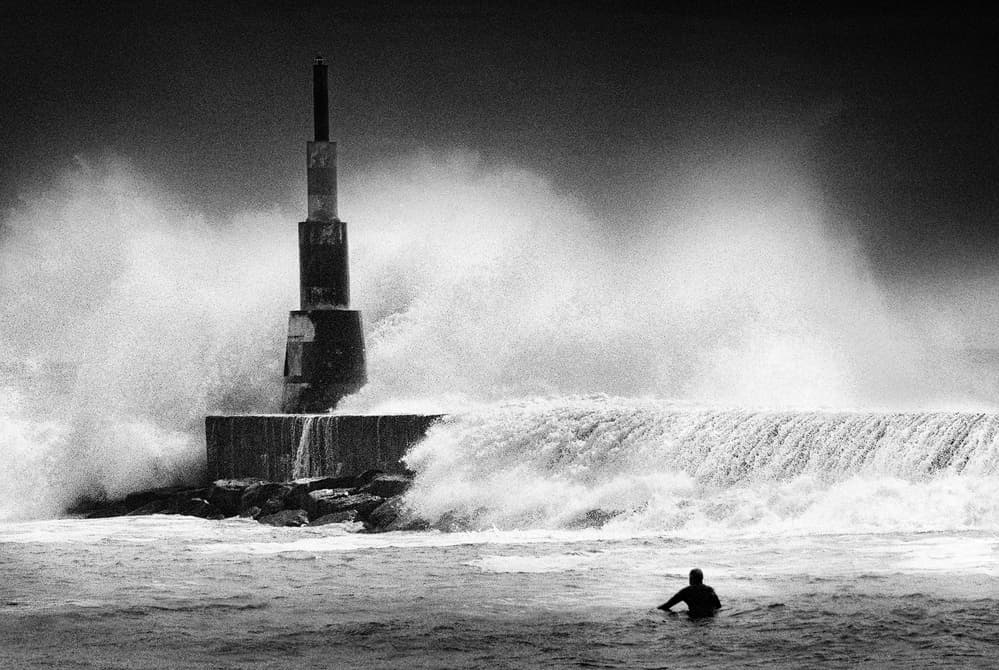 Stormy Ocean Lone Surfer by Paulo Abrantes — canvas wall art