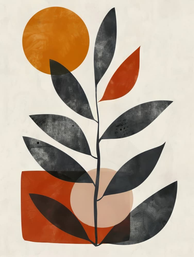 Painted Shapes and Plants 1 by Bilge Paksoylu — canvas wall art