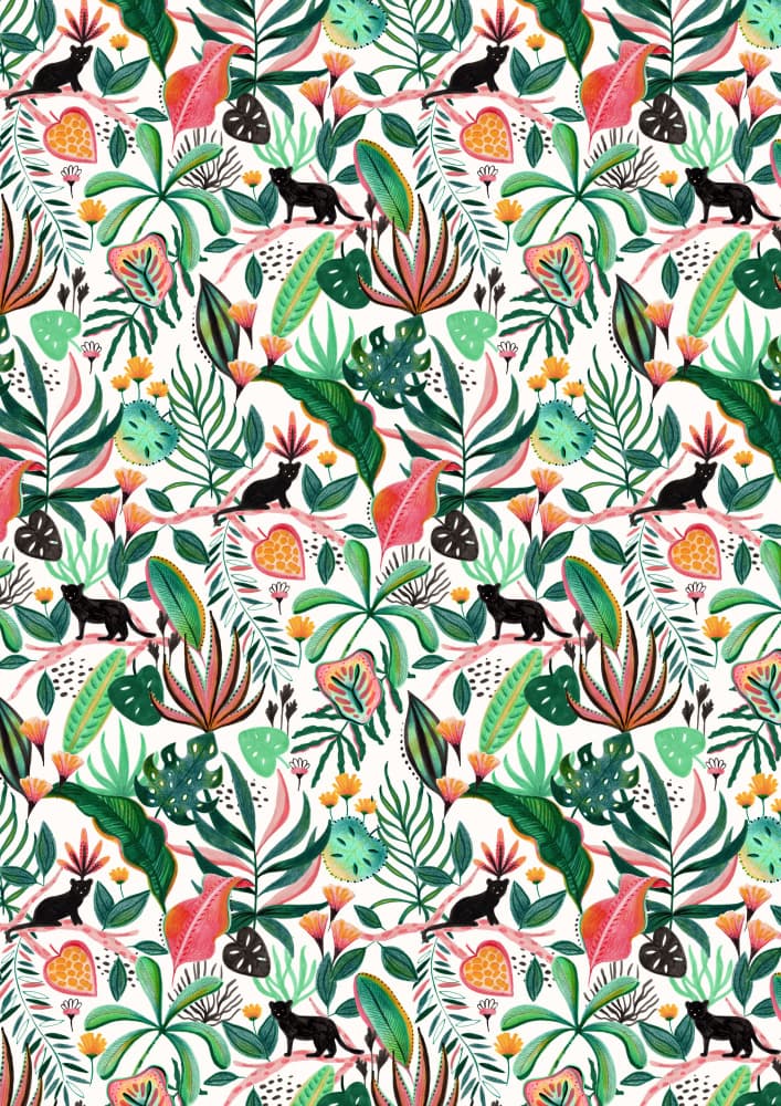 Vibrant Jungle Cats by Julie Lesouef — canvas wall art