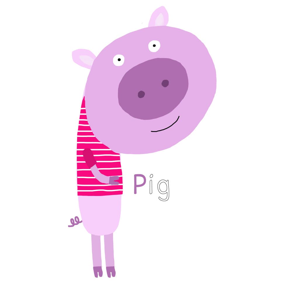 P is for Pig by Carla Daly — canvas wall art