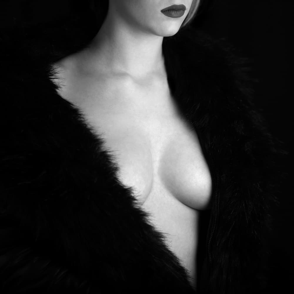Red Lips Black Fur by Bobby Kostadinov — canvas wall art