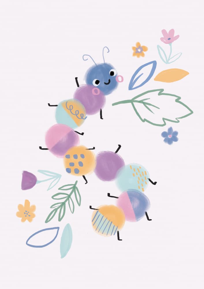 Cute Critters Caterpillar Bug - Modern Kids & baby nursery by Laura Pantony — canvas wall art