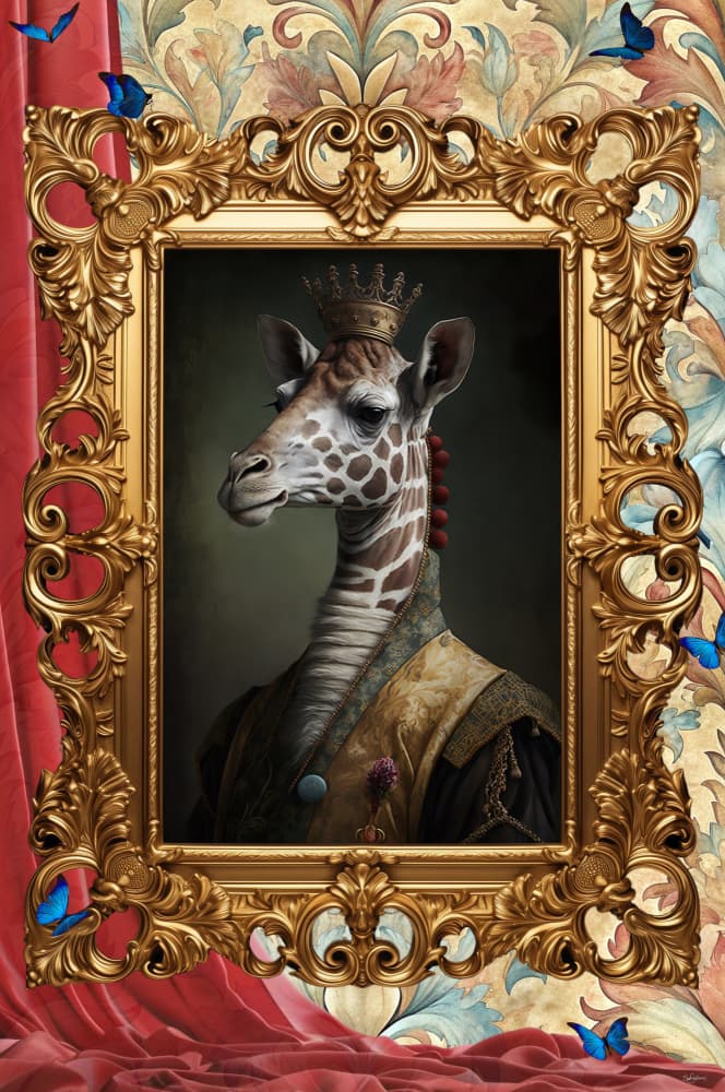 Crowned Giraffe Portrait by Sue Skellern — canvas wall art