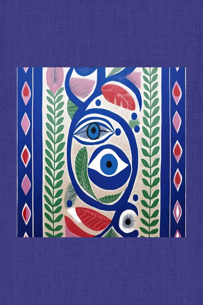 Evil Eye Botanical Pattern by casa cartissi — canvas wall art