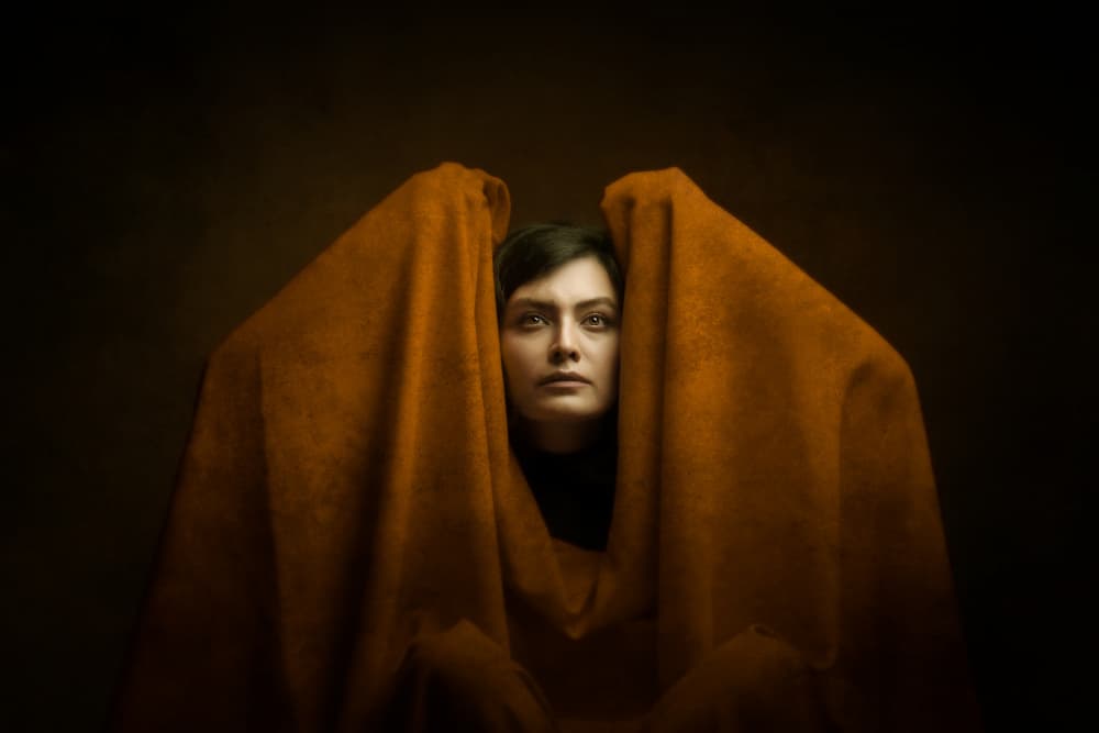Intense Orange Portrait by Moein Hasheminasab — canvas wall art