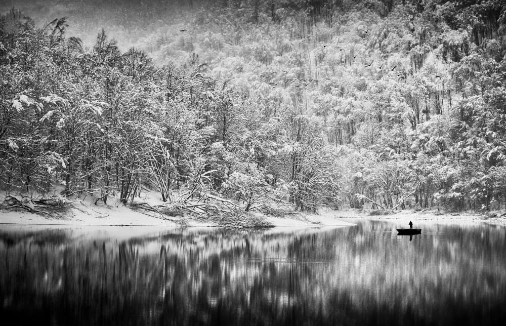 Winter Lake Solitude by Peter Svoboda MQEP — canvas wall art