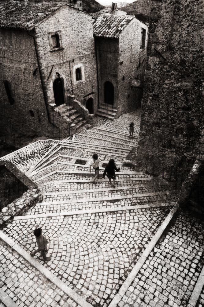 Children on Village Steps by Filippo Manini — canvas wall art