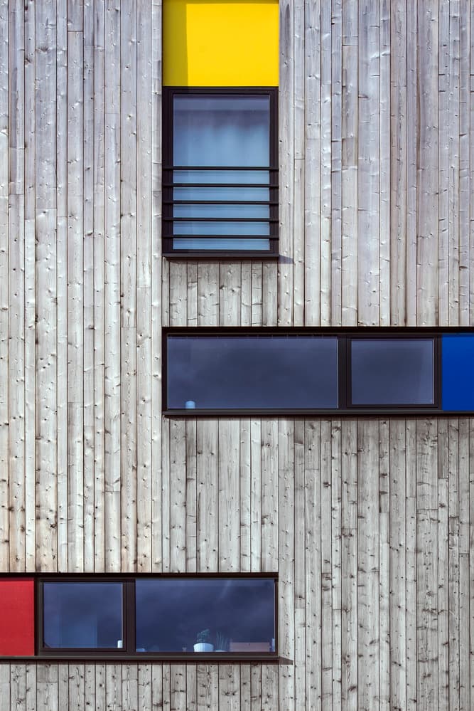 Colorful Geometric Facade by Linda Wride — canvas wall art