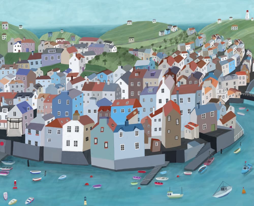Colorful Coastal Harbor by Carla Daly — canvas wall art
