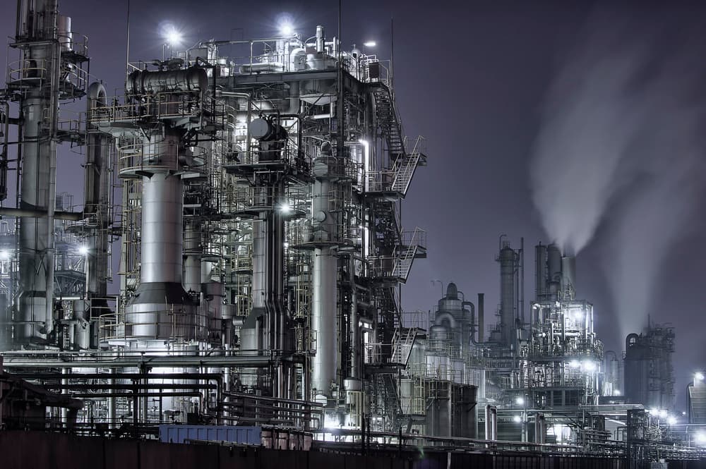 Refinery Night Glow by Tomoshi Hara — canvas wall art
