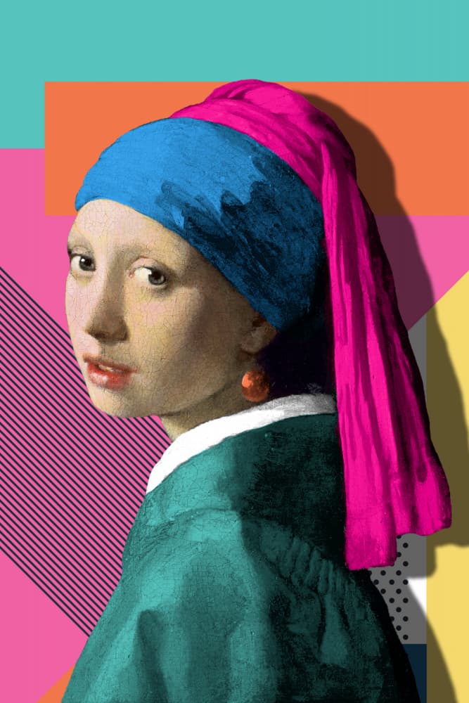 Pop Art Headscarf Portrait by Marja van den Hurk — canvas wall art