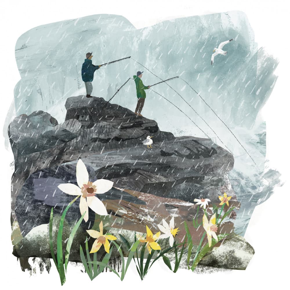 Coastal Storm Fishing by Claire Hanley — canvas wall art