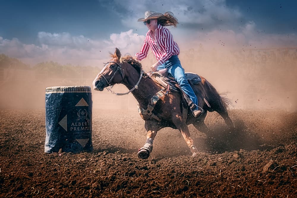 Cowgirl Barrel Racing by Ben.C.L — canvas wall art