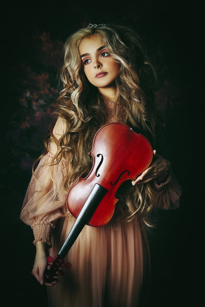 Dreamy Violinist Portrait by Ruslan Bolgov — canvas wall art
