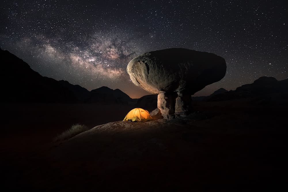 Milky Way Desert Camping by Karol Nienartowicz — canvas wall art