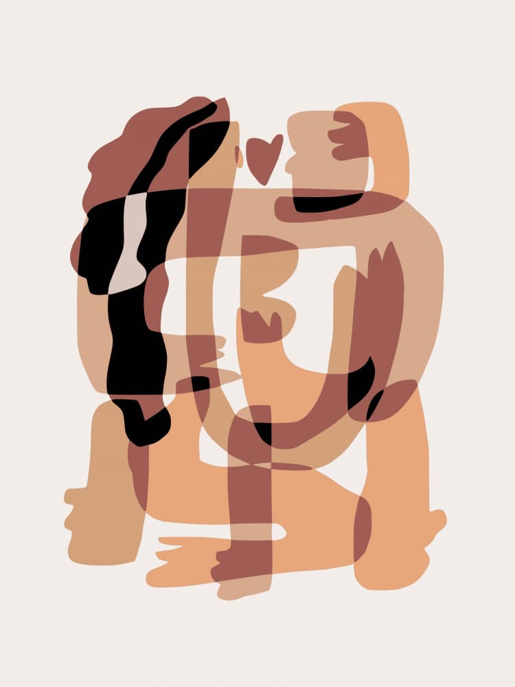 Abstract Loving Couple by Little Dean — canvas wall art