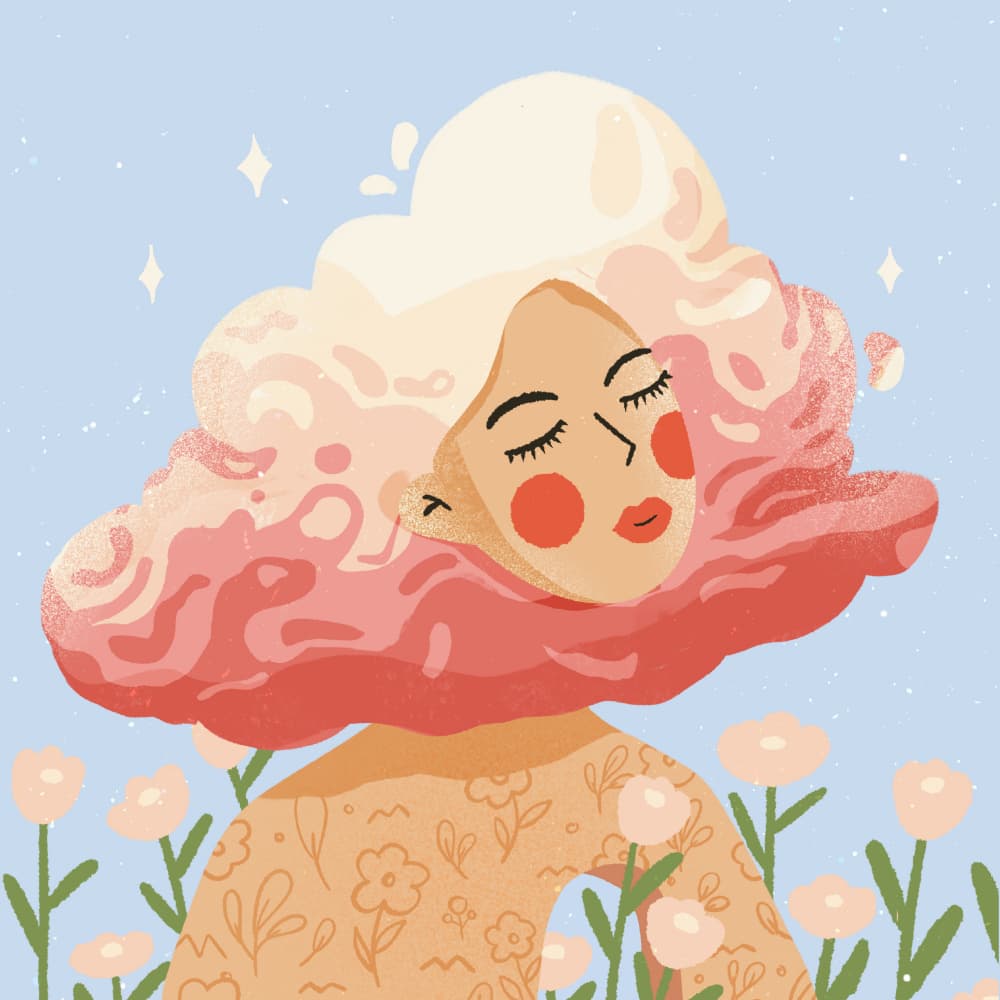 Dreamy Floral Cloud Woman by Zove Ahhh — canvas wall art