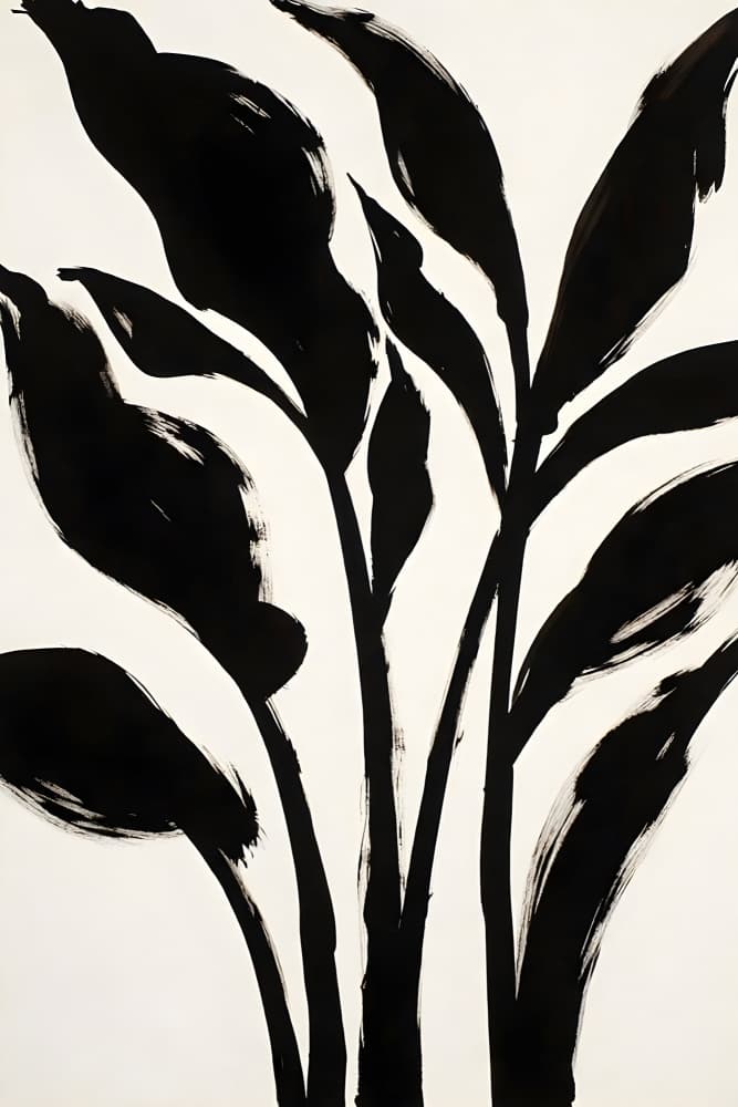 Black Botanical Brushstrokes by Miguel Bruzual — canvas wall art