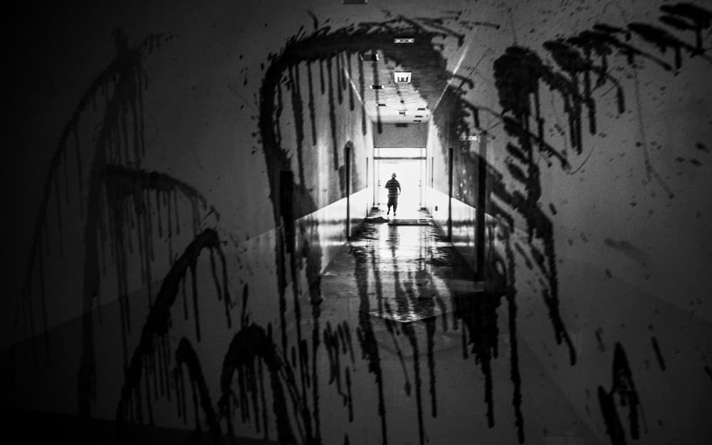 Eerie Corridor Figure by Parole Kim — canvas wall art