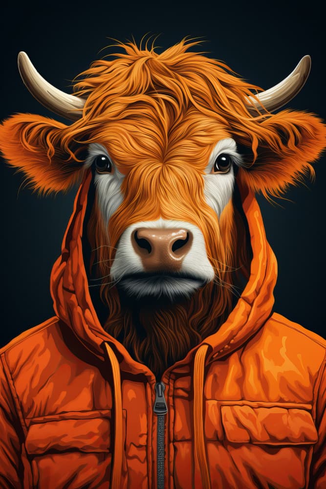 Highland Cow Hoodie by Bilge Paksoylu — canvas wall art