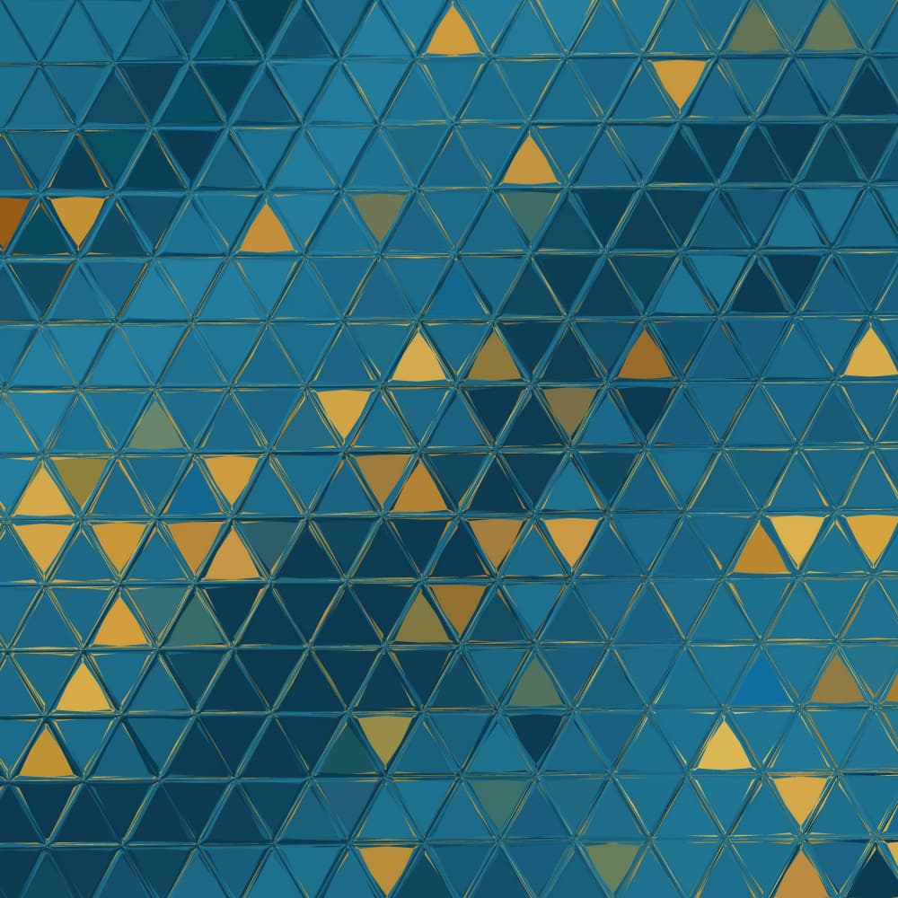 Golden Blue Triangles by Justyna Jaszke — canvas wall art