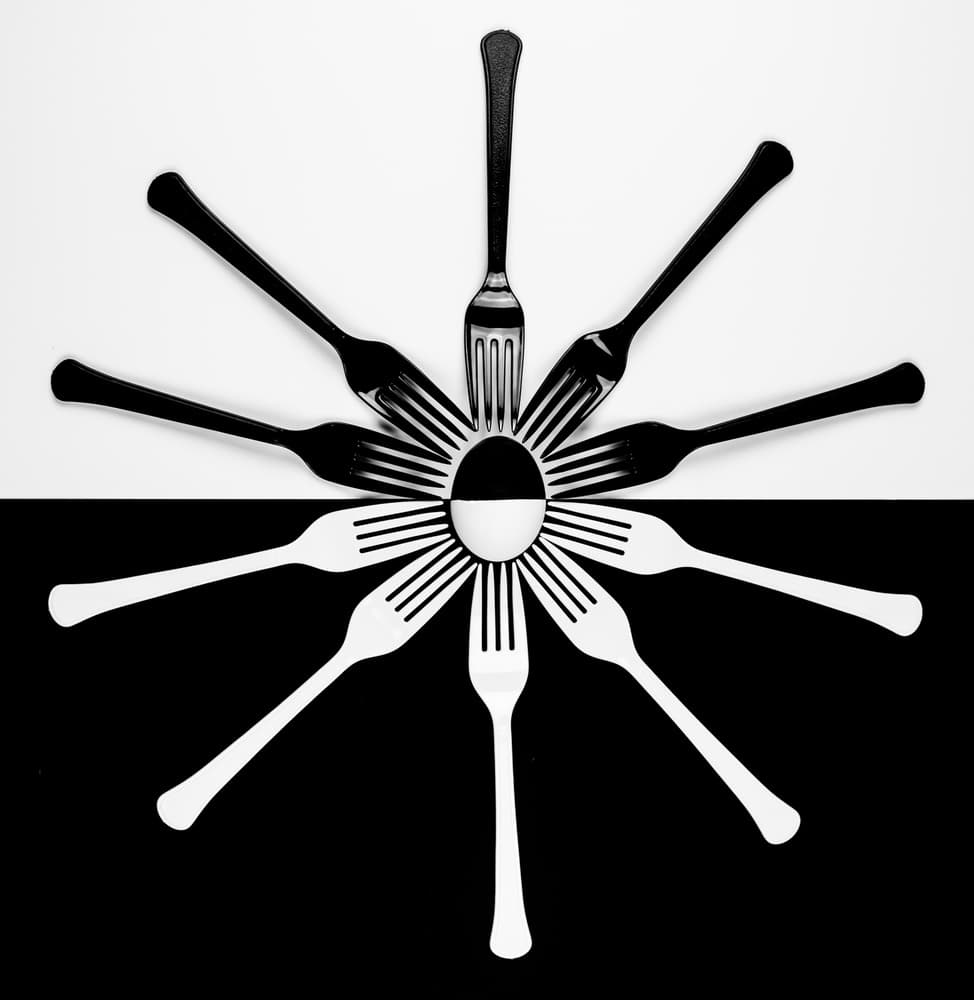 Yin Yang Forks by Mike Melnotte — canvas wall art