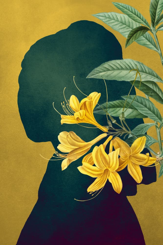 Elegant Floral Silhouette by Marja van den Hurk — canvas wall art