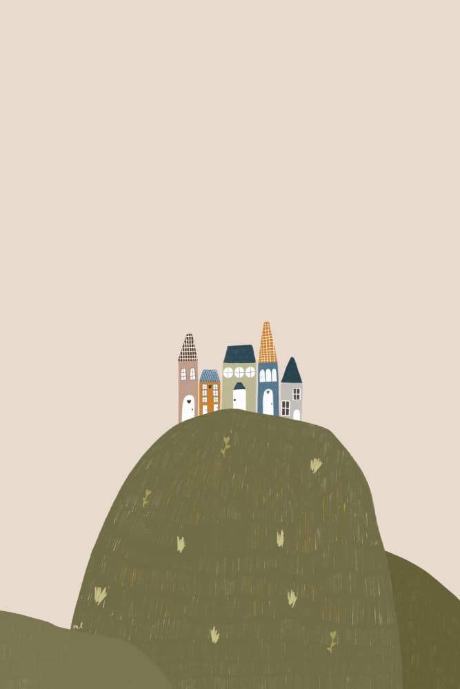Hilltop Village by Menina Lisboa — canvas wall art