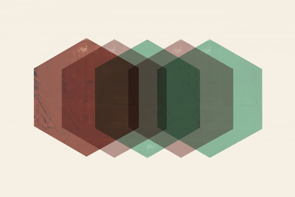Muted Hexagon Overlap by cartissi — canvas wall art