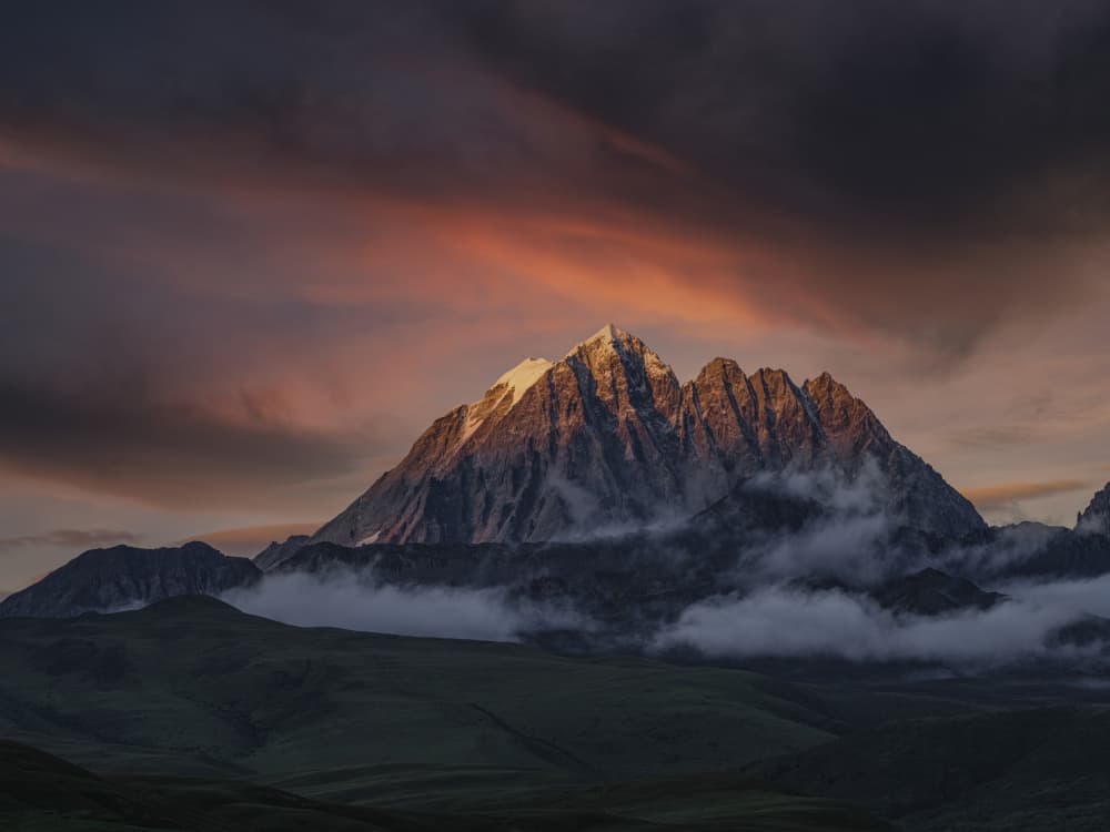 Majestic Mountain Sunset by Cai ning — canvas wall art