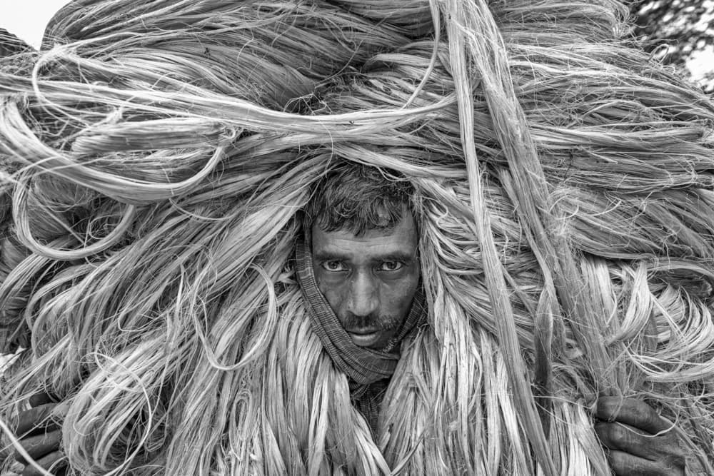 Jute Carrier Intense Gaze by Azim Khan Ronnie — canvas wall art