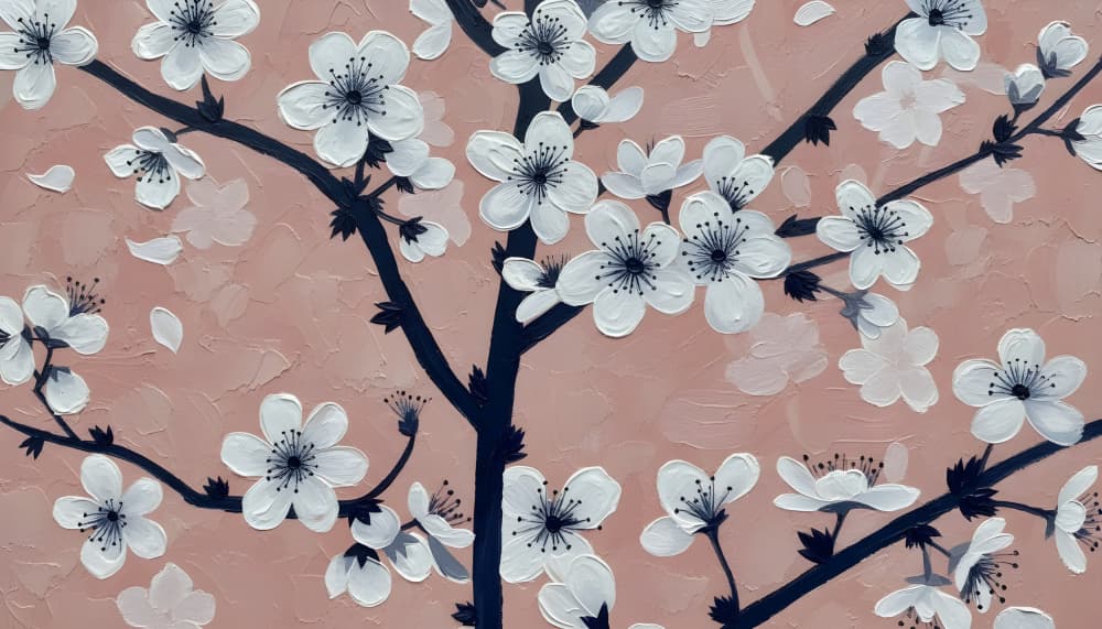 Pink Cherry Blossoms by HUGO — canvas wall art