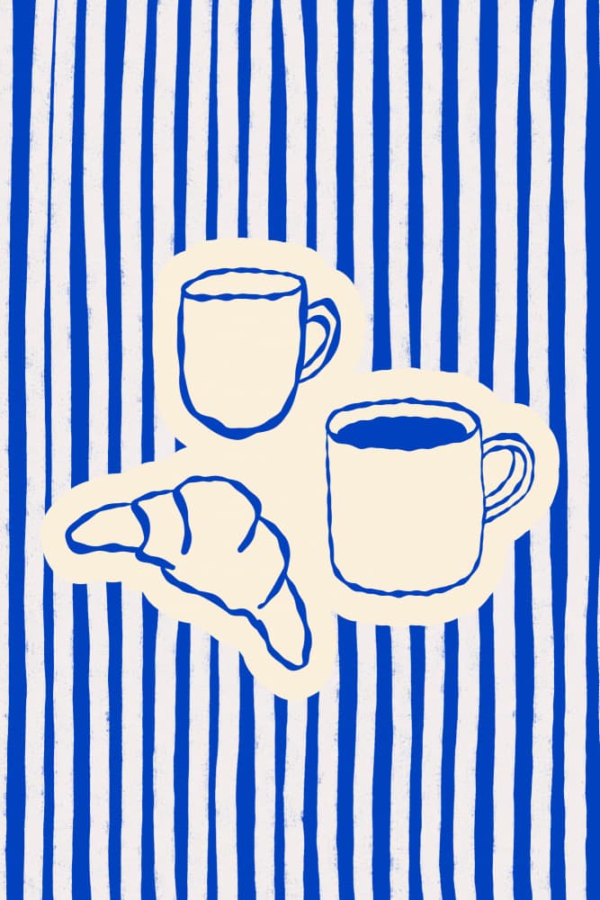 Blue Stripe Breakfast by Treechild — canvas wall art