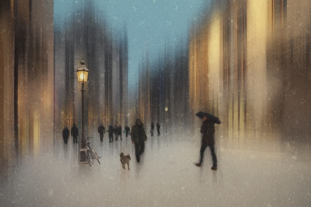 Glowing Winter Night by Roswitha Schleicher-Schwarz — canvas wall art