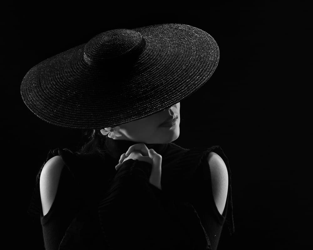 Mysterious Woman Wide Hat by Rob Li — canvas wall art