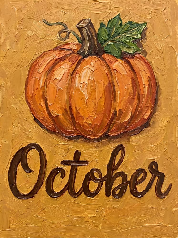 October Fall Pumpkin by HUGO — canvas wall art