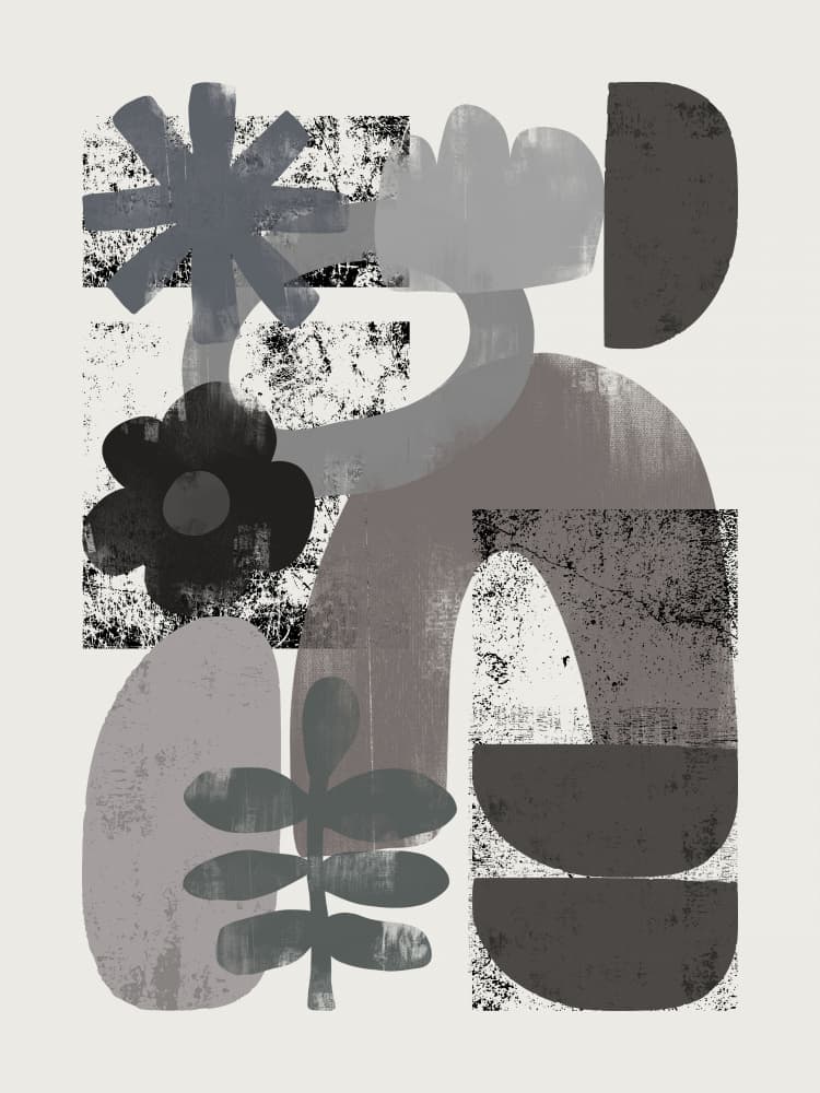 Gray Abstract Botanicals by Little Dean — canvas wall art