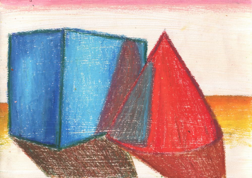Blue Cube Red Cone by Kulik — canvas wall art