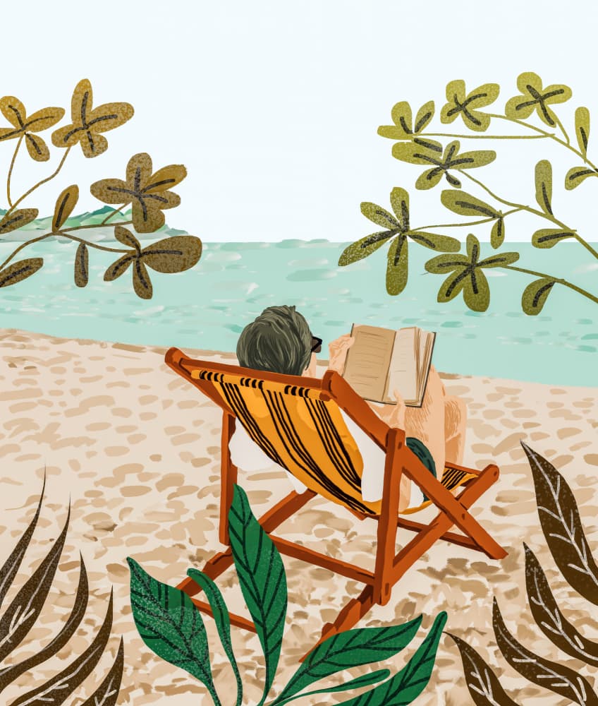 Beach Reading Serenity by Uma Gokhale — canvas wall art