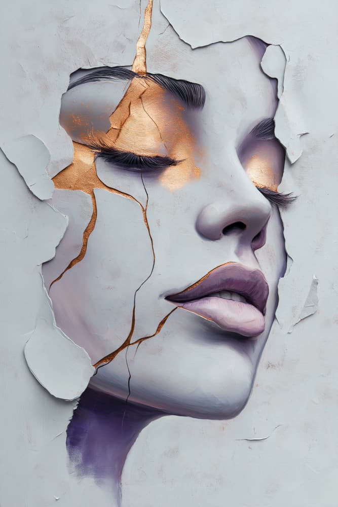 Kintsugi Golden Face by Mauro — canvas wall art